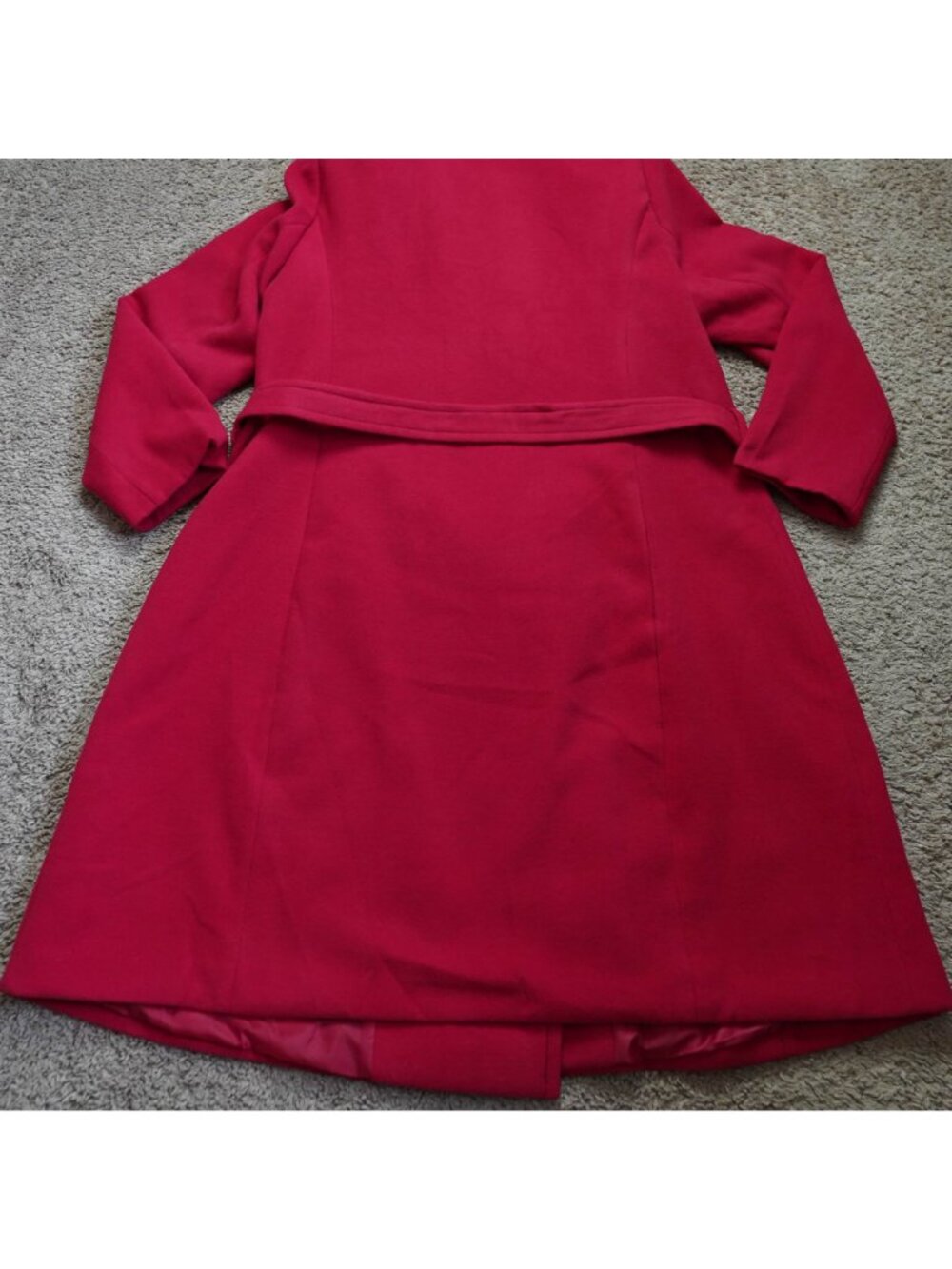 NWT Lane Bryant Trench Coat Womens 14/16 Red Removable Faux Fur Collar Belt - Picture 13 of 15